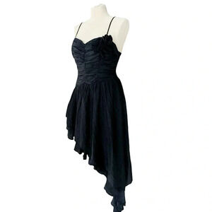 Mustard Seed || Asymmetrical Long Train Black Flower Fairy Grunge Large